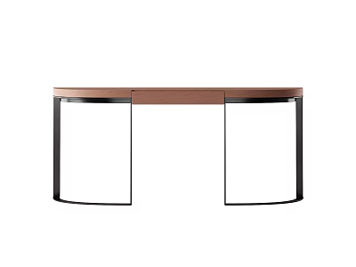 Modern Wooden Desk With Black Metal Frame And Minimalist Design 3d model
