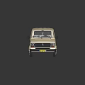 Vintage Beige Bus With Flat Roof Rack And Side Windows On Reflective Surface 3d model