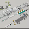 Industrial Production Line With Mechanical Arms And Conveyor Belts Equipment