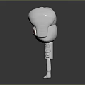 3D Cartoon Character With White Body Big Brown Eyes Creamy Hair On Reflective Black Background