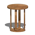 Wooden Round Side Table With Four Legs And Simple Design 3d model
