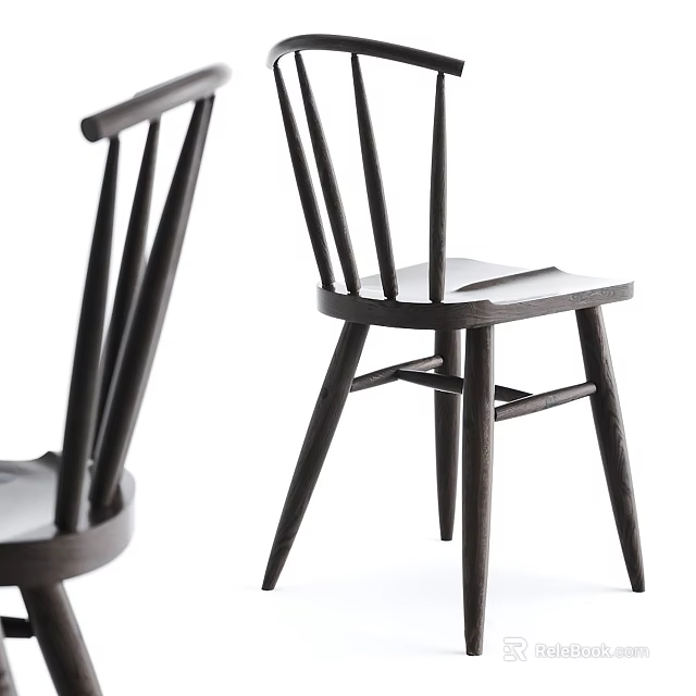 Modern Wooden Leisure Chair With Minimalist Backrest And Tapered Leg Design 3d model 