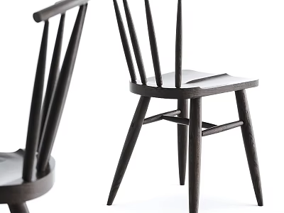 Modern Wooden Leisure Chair With Minimalist Backrest And Tapered Leg Design 3d model