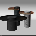 Modern Coffee Tables With Round Marble Tops And Copper Frames Design Style 3d model