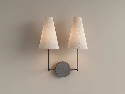 Modern Double Wall Lamps With Conical Fabric Shades And Metal Brackets For Interior Wall Decor 3d model