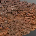 Vintage Rustic Red Brick Wall With Weathered Texture And Distressed Bricks 3d model
