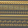 Golden Wall Decor With Various Elegant Patterned Borders And Ornate Designs 3d model