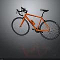 Orange Allez Sport Road Bicycle with Black Handlebars Saddle Water Bottle Cage and Reflection