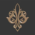 Golden Decorative Sculpture Carving With Intricate Curves Symmetrical Floral Motifs And Reflective Surface