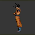 Dragon Ball Character Figure Back View In Orange Outfit With Blue Belt And Black Hair