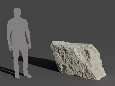 Human Silhouette Standing Next to Large Natural Rock on Neutral Background 3d model