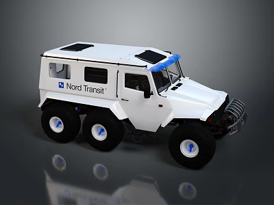 White Nord Transit Off Road Vehicle With Large Tires And Transport Design 3d model