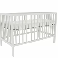 White Baby Crib With Simple Design Safety Rails And Comfortable Mattress