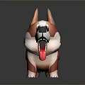 Cute Brown And White Cartoon Dog With Red Tongue And Collar