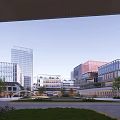 Modern Industrial Park With Contemporary Architecture Open Plaza And Green Spaces