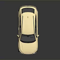 Beige Modern SUV Car With Front Grille Black Wheels And Reflection On Dark Background