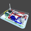Industrial Equipment System Model Featuring Colored Pipes Control Panel Pump And Tank