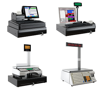 Modern cash register supermarket cash register computer cash register 3d model