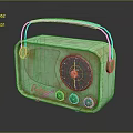 Vintage Green Retro Radio With Classic Design Metal Handle And Round Knobs