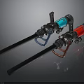 Professional Spray Guns Featuring Blue Red Nozzles Metal Components And Black Handles