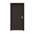 Dark Brown Swing Door With Vertical Slats And Silver Handle Design 3d model