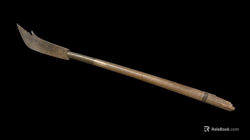 Vintage Metal Weapon Knife With Wooden Handle And Worn Blade On Black Background 3d model 