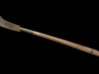 Vintage Metal Weapon Knife With Wooden Handle And Worn Blade On Black Background 3d model