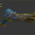 Mythical Dragon Themed Weapon With Orange Purple Blade And Blue Glowing Accents
