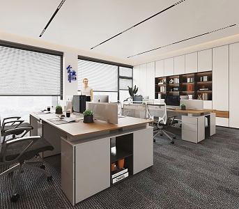 modern office public area open work station office hall 3d model