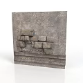 Gray Stone Wall Architecture With Square Blocks And Decorative Base Details 3d model