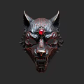 Wolf Head Pendant with Red Gemstone and Intricate Carved Details Decorative Ornament for Home Decor
