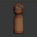 Traditional Red Orange Kokeshi Doll Decor For Modern Furniture Pieces