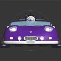 Purple Convertible Car with Shiny Exterior Black Bow Decoration on Top and Glowing Wheels Design