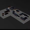 Ancient Chinese Architecture Complex With Traditional Tile Roofs And Courtyard Layout 3d model