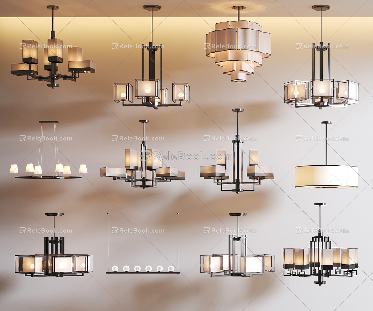 New Chinese Chandelier Combination Light Luxury Chandelier Chinese Chandelier for Living Room and Dining Room 3d model