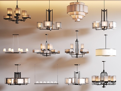 New Chinese Chandelier Combination Light Luxury Chandelier Chinese Chandelier for Living Room and Dining Room 3d model