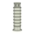 Classic Leaning Tower Structure With Multiple Levels And Intricate Arched Design 3d model