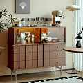 Modern-Silent Sideboard Locker Decorative Cabinet Coffee Machine Ornaments Combination Hanging Picture Floor Lamp 3d model