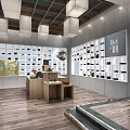 Modern Specialty Store Interior With Display Shelves Counter Lighting And Wooden Flooring