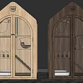 Wooden Pet House With Arch Glass Door And Indoor Stair Platform Design