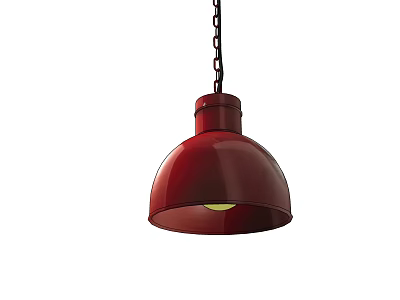 Elegant Red Dome Shaped Modern Pendant Light With Chain Hanging Design 3d model