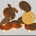 Luxury Gold Coin Shaped Jewelry With Dollar Sign Design Stacked And Falling Details