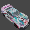 Vibrant Anime Themed Sports Car With Custom Livery And Colorful Graphics
