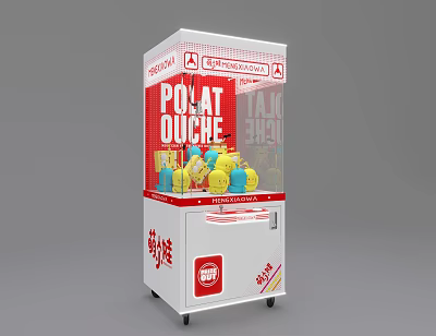 Amusement Equipment Claw Machine With Colorful Toys Transparent Window Red White Body Design 3d model