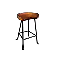 Stylish Bar Stool Featuring Brown Wooden Seat And Black Metal Legs