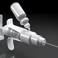 Stainless Steel Medical Syringe With Needle Attached Vial And White Handle
