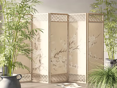 New Chinese-style screen partition 3d model