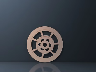 Circular Wooden Gear Wall Decor with Layered Gear Design on Dark Background 3d model