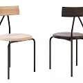 Stylish Modern Leisure Chairs With Wooden Seats Metal Frames And Minimalist Designs