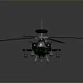 Green Military Helicopter Model With Main Rotors Fuselage And Armament Features